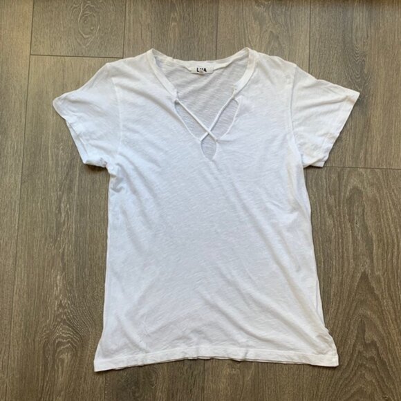 Revolve LNA T-Shirt Short Sleeve Tee Cross Strap Burnout Cotton White Size XS - Picture 6 of 10